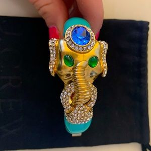 Perfect condition J. CREW studded, gems elephant clasp bangle bracelet